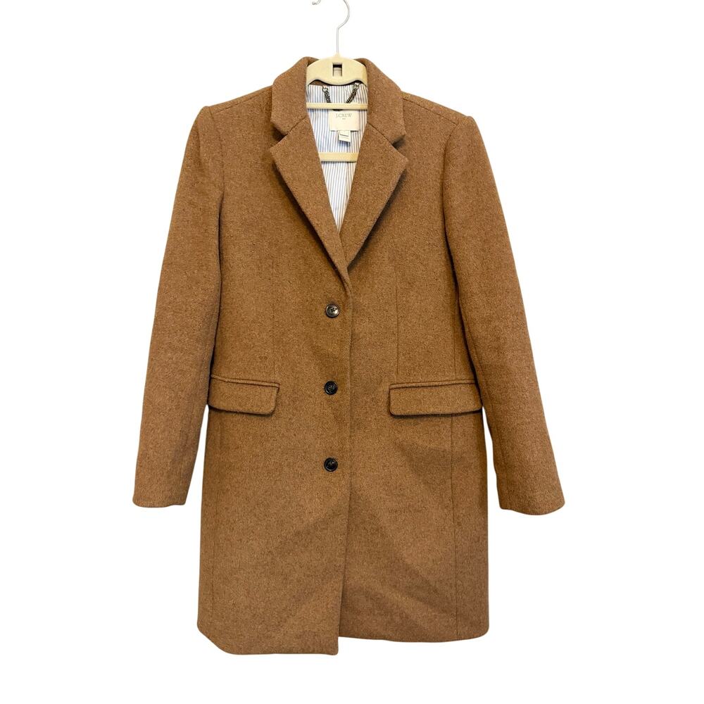 J.Crew Wool Overcoat Sz 2 Brown Business Old Money Workwear Preppy Career Office
